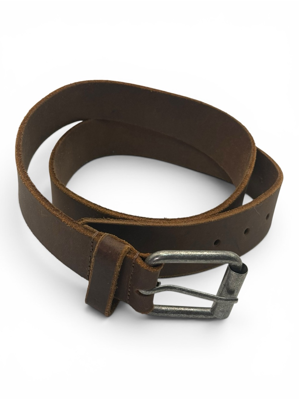 Brown Genuine Leather Unisex Belt with Metal Buckle